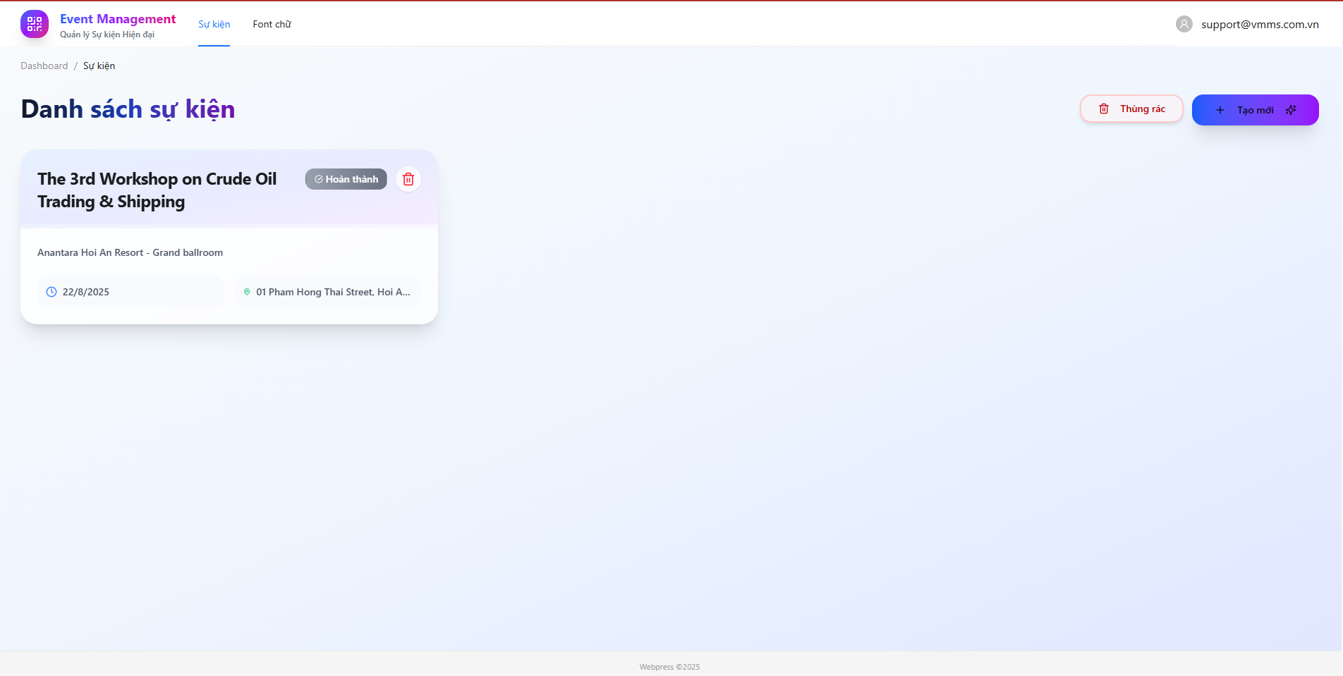 Giao diện check-in sự kiện